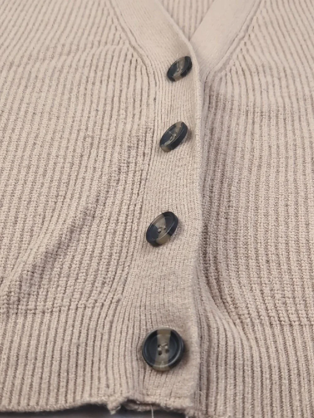 Poof Apparel Cream Ribbed Button-Front Women's Sweater Vest M